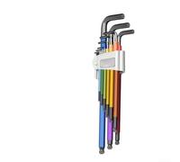 Lot de 9 clés hexagonales en forme de L avec extrémité sphérique, clés en acier à haute teneur en carbone pour réparation d'outils à main, poignée ergonomique à code couleur pour un G facile (extra
