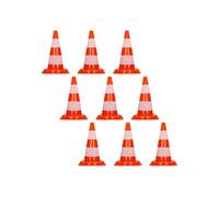 Lot de 9 cônes signalisation pylônes 47 cm orange blanc plot avec double bande réfléchissante empilable sécurité routière chantier travaux balisage