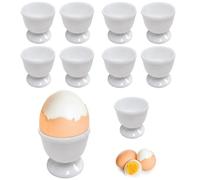 Lot de 9 coquetiers ronds de 4,4 x 4,6 cm - Blanc - Pour œufs de petit-déjeuner au brunch et au buffet - Support pour œufs de Pâques - Pour toutes les tables de petit-déjeuner, œufs durs et souples