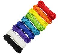 Lot de 9 Cordes de paracorde 4 mm de Couleur Arc-en-Ciel 7 Cordes en Nylon Seil pour DIY Outdoor Camping activités de Camping Corde Corde de Tente Pendentif en Corde de décoration pour Chien