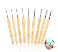 Lot de 9 crochets ergonomiques antidérapants en bois - 2 à 6 mm - Pour projets de bricolage et de laine - Pour débutants et professionnels