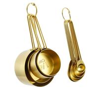 Lot de 9 cuillères doseuses 1,5/2,5/7,5/10/15/60/80/125/250 ml, en acier inoxydable doré, empilable, durable, résistant à la corrosion, pour la cuisson et la cuisson