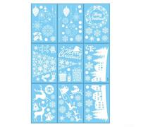 Lot de 9 décalcomanies pour fenêtre de Noël avec motifs d'hiver festifs pour décoration saisonnière de maison et de bureau, matériau en PVC pour une application facile de la fenêtre (S03)