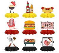 Lot de 9 décorations de fête pour barbecue, fête prénatale, centres de table, décorations de pique-nique en nid d'abeille pour fête prénatale, fête d'anniversaire d'été
