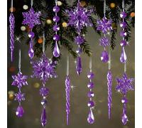 Lot de 9 décorations de Noël à suspendre en forme de flocon de neige en cristal acrylique avec pendentifs en forme de goutte pour chandelier au pays des merveilles d'hiver