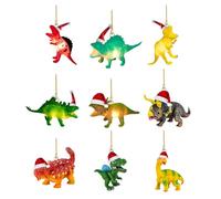 Lot de 9 décorations de Noël dinosaures en acrylique avec dinosaures de différentes formes, décoration de Noël à suspendre pour sapin de Noël, décoration murale de voiture