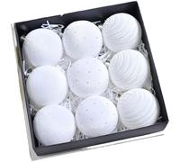 Lot de 9 décorations de Noël élégantes en velours de 8 cm avec diamants étincelants - Design d'art moderne pour plastique durable - Blanc, bleu marine, noir, bordeaux, marron, vert clair