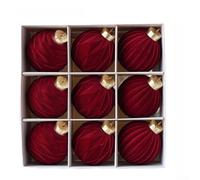 Lot de 9 décorations de Noël floquées incassables (rouge vin), 7,6 cm