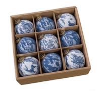 Lot de 9 décorations de Noël incassables en tissu Bleu 8 cm | Construction en plastique léger, sécurité incassable, pas de copeaux de verre, pour une utilisation durable en vacances
