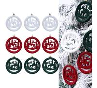 Lot de 9 décorations de Noël rustiques en forme de cerf floqué pour une décoration de vacances confortable