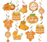 Lot de 9 décorations de plafond à suspendre « A Little Cutie is On The Way » pour fête prénatale - Orange