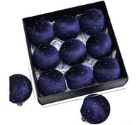 Lot de 9 décorations de sapin de Noël de 8 cm en velours à suspendre pour décoration de vacances, bleu roi, noir, bordeaux, vert, crème, blanc (XM0170S - Royal)