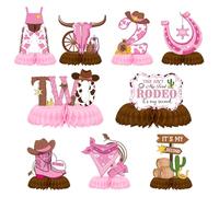 Lot de 9 décorations de table d'anniversaire « This Ain't My First Rodeo » pour filles - Rodéo occidental de 2 ans