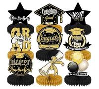 Lot de 9 décorations de table de remise de diplôme - En nid d'abeille - Classe de 2025 - Décoration de fête pour l'école et la remise des diplômes - Décoration festive pour remise de diplôme 2025