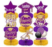 Lot de 9 décorations de table de remise de diplôme - En nid d'abeille - Classe de 2025 - Décoration de fête pour l'école et la remise des diplômes - Décoration festive pour remise de diplôme 2025