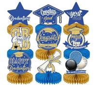 Lot de 9 décorations de table de remise de diplôme - En nid d'abeille - Classe de 2025 - Décoration de fête pour l'école et la remise des diplômes - Décoration festive pour remise de diplôme 2025