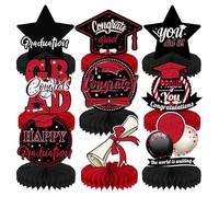 Lot de 9 décorations de table de remise de diplôme - En nid d'abeille - Classe de 2025 - Décoration de fête pour l'école et la remise des diplômes - Décoration festive pour remise de diplôme 2025