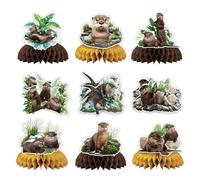 Lot de 9 décorations de table en forme de loutre en nid d'abeille pour fête d'anniversaire
