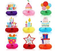 Lot de 9 Décorations de Table en Nid d'abeille, 3D Centre de Table Anniversaire, Décoration de Centre Table Anniversaire pour Homme et Femme