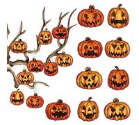 Lot de 9 décorations d'Halloween à suspendre pour arbre, décorations d'arbre, mini citrouilles, chat, fantôme, chauve-souris, boules d'Halloween à suspendre en papier pour décoration d'intérieur