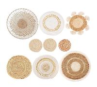 Lot de 9 décorations murales bohèmes tissées à suspendre pour cuisine, art rustique rond et plat en rotin et osier pour la maison, le salon, la chambre à coucher, la porte d'entrée, la cuisine