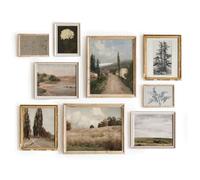 Lot de 9 décorations murales vintage de paysage français vintage, antique, esthétique, galerie d'art, croquis de ferme, décoration murale vintage, art mural de campagne (28 x 35,6 cm, sans cadre)
