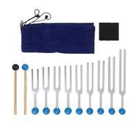 Lot de 9 diapasons pour guérison et méditation, kit d'outils de thérapie des chakras en alliage d'aluminium avec fréquences de 174 à 963 Hz pour pratique spirituelle