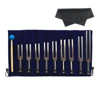 Lot de 9 diapasons solfège pour thérapie par le son, avec diapasons en aluminium, maillet, pochette de rangement et chiffon de nettoyage, pour séances à la maison ou en cabinet