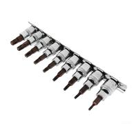 Lot de 9 douilles Torx de 3/8" avec verrou d'extrémité crantée pour douille étoile T10 à T50