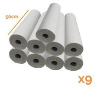 Lot de 9 draps d'examen blanc 50cm x 46m - 34g/m2 double épaisseur aspect gaufré 100% pure ouate Blanc G