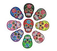 Lot de 9 écussons à repasser sur squelette pour vestes brodés à coudre ou à repasser sur crâne pour motard