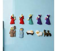 Lot de 9 écussons de crèche de Noël, bouton fantaisie de Noël, statue miniature en PVC, décoration à dos plat, pour décoration de Noël