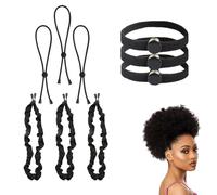 Lot de 9 élastiques à cheveux réglables pour dreadlocks épais, antidérapants et très élastiques, en satin pour queue de cheval, pour femmes et filles, plus doux, sans dommages (noir)