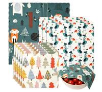 Lot de 9 Emballages en Cire d'Abeille, Film Alimentaire Réutilisable en Coton Bio, Wraps Lavables (5 Petits, 3 Moyens, 1 Grand) pour Pain, Fromage, Fruits et Sandwichs