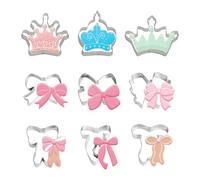 Lot de 9 emporte-pièces en forme de nœud et de couronne, outil de cuisson pour femme, anniversaire, mariage, pâtisserie, bricolage, argent