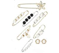 Lot de 9 épingles de sûreté en Strass pour Femme, Jolies Broches en Perles, pour Jean Pantalon Taille Pull châle Clip sans Couture Boutons de Taille épingles de décolleté