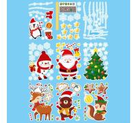 Lot de 9 feuilles d'autocollants de Noël double face pour portes en verre et décorations de vacances réutilisables en PVC pour la maison et les magasins