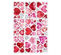 Lot de 9 feuilles de stickers de fenêtre de Saint-Valentin - Double face - Amour rouge - Cœur statique - Sans colle - Réutilisable - PVC - Pour décoration de maison, mariage, fête, vitres, mur en