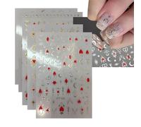 Lot de 9 feuilles de stickers pour nail art - Soleil et lune - Étoile métallique - Motif céleste - Pour manucure