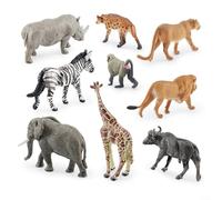 Lot de 9 figurines d'animaux de safari - Petits modèles d'animaux sauvages pour tout-petits - Jeu sensoriel et diorama - Créatures zoo précises de 3 à 7 cm