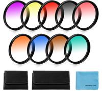 Lot de 9 filtres colorés gradués pour Appareil Photo Reflex numérique Canon, Nikon, Sony, Pentax, Olympus, Fuji 67 mm + Pochette de Filtre d'objectif + Chiffon de Nettoyage