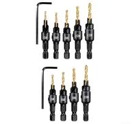 Lot de 9 forets à bois réglables pour trous pilotes propres et changements rapides (doré)