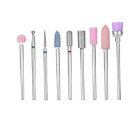 Lot de 9 forets à ongles émeri, outils de polissage pour manucure, perceuse, machine à ongles électrique, Kit de perceuse à ongles électrique Ensembles de forets à ongles accessoire de salon