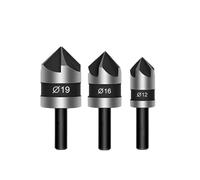 Lot de 9 forets hexagonaux à chanfreiner hexagonal à cinq poires à 90 degrés en acier au carbone pour le travail du bois (tige ronde)