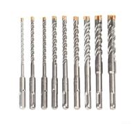 Lot de 9 forets pour marteau perforateur SDS Plus 5-16 mm pour béton, pierre, brique, maçonnerie, accessoires rotatifs de 160 mm avec pointe en croix pour murs et conduits d'air