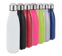 Lot de 9 gourdes Relaxdays en acier inoxydable, étanches, blanches | pour boissons froides et chaudes, bouteille isotherme sous vide de 500 ml, pour les activités de plein air