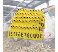Lot de 9 grandes étiquettes d'oreilles en plastique pour bétail, avec chiffres imprimés laser, résistantes à la décoloration, 100 x 75 mm, multicolores (jaune, n° 601-700)