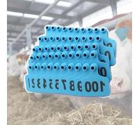 Lot de 9 grandes étiquettes d'oreilles en plastique pour bétail, avec chiffres imprimés laser, résistantes à la décoloration, 100 x 75 mm, multicolores (bleu, n° 001-100)