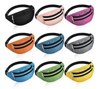 Lot de 9 grands sacs banane de sport légers et réglables avec ceinture réglable et 2 fermetures éclair pour homme et femme