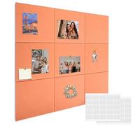 Lot de 9 grands tableaux d'affichage en feutre avec 50 onglets adhésifs amovibles pour la maison, le bureau, la salle de classe, la chambre à coucher, 90 x 90 cm, rose